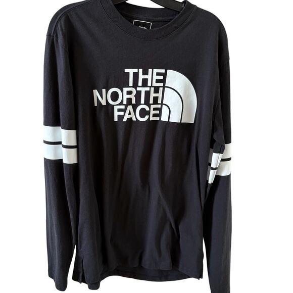 The North Face Black Logo LS 100% cotton T-shirt Mens size M - Picture 1 of 8